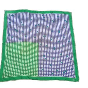Vintage Vera Neumann Vintage Silk Scarf Blue Green White Polka Dot Square Mod